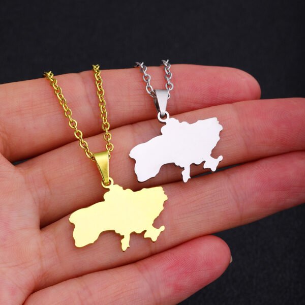 New Design Non Tarnish Map of Ukraine Pendent Necklace High Quality 18k Gold Stainless Steel Map Necklace Jewelry Women - Imagen 5