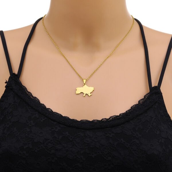 New Design Non Tarnish Map of Ukraine Pendent Necklace High Quality 18k Gold Stainless Steel Map Necklace Jewelry Women - Imagen 6