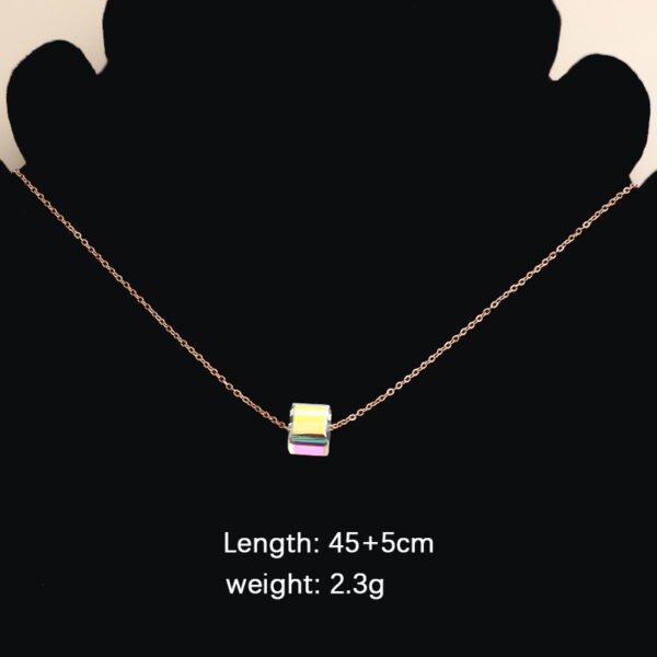 Daily Simple Stainless Steel Clavicle Chain Necklace Ins Style Square Cube Crystal Pendants For Necklaces for Women Girls - صورة 4
