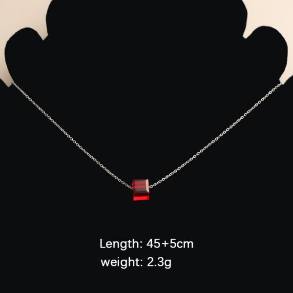 Daily Simple Stainless Steel Clavicle Chain Necklace Ins Style Square Cube Crystal Pendants For Necklaces for Women Girls - صورة 5