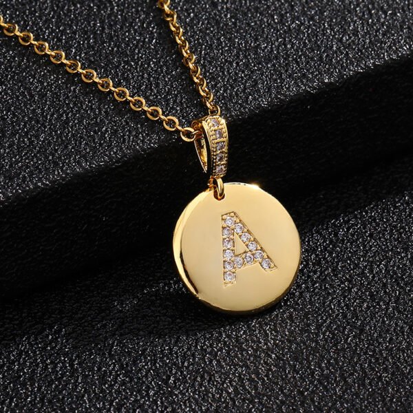 Round Shape Crystal Cubic Zirconia CZ Initial Necklaces Gold Plated Letter Initial Pendant Necklace Jewelry Women