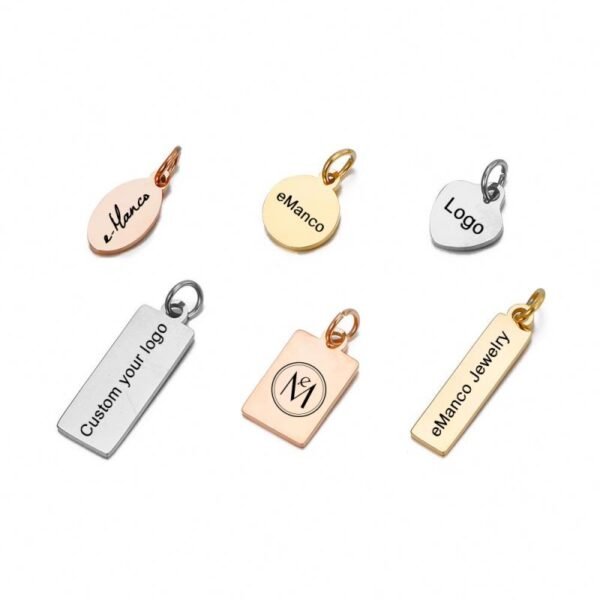Customize Jewelry Brand Logo Custom Made Stainless Steel Necklace Bracelets Charms - Image 2