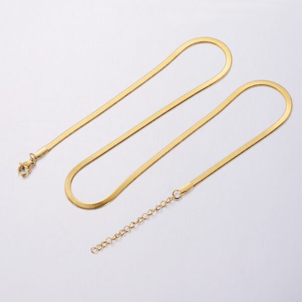 18K Gold Plated Snake Link Chain Adjustable Simple Choker Necklaces Stainless Steel Flat Snake Necklace for Women Jewelry