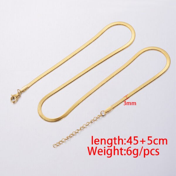 18K Gold Plated Snake Link Chain Adjustable Simple Choker Necklaces Stainless Steel Flat Snake Necklace for Women Jewelry - Image 2
