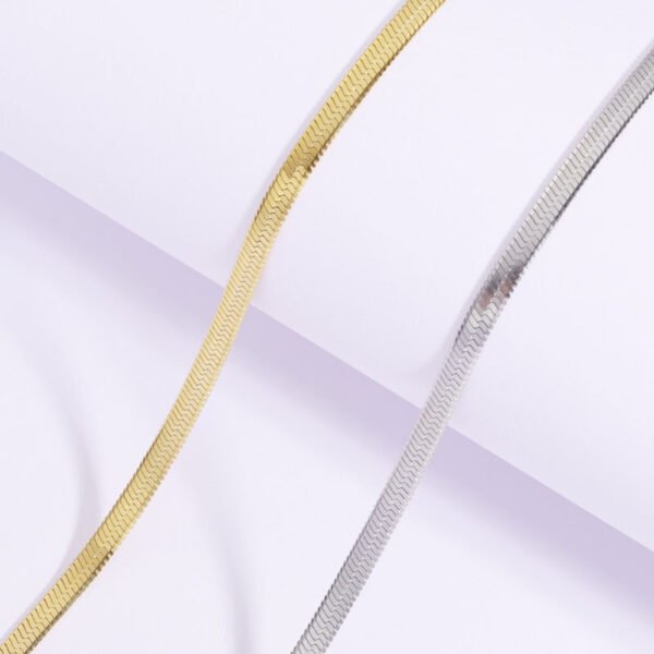 18K Gold Plated Snake Link Chain Adjustable Simple Choker Necklaces Stainless Steel Flat Snake Necklace for Women Jewelry - Image 5