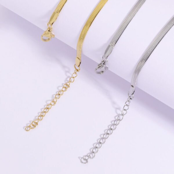 18K Gold Plated Snake Link Chain Adjustable Simple Choker Necklaces Stainless Steel Flat Snake Necklace for Women Jewelry - Image 6