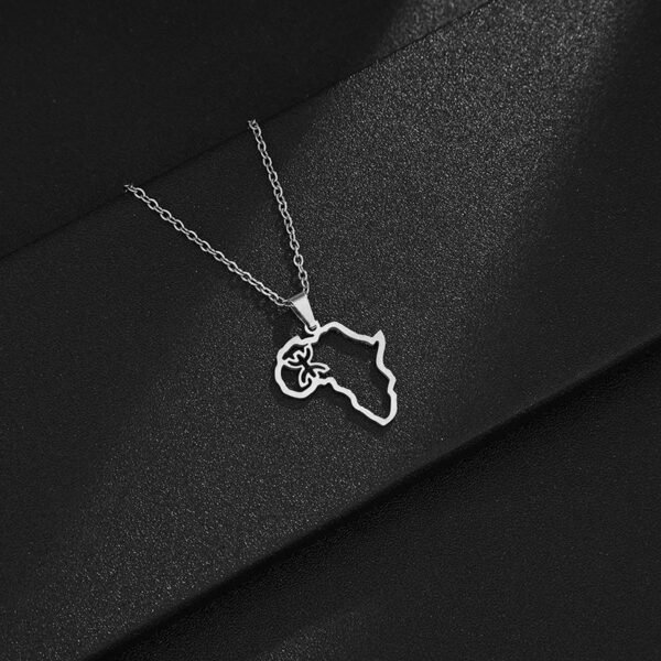 Popular Stainless Steel Gold Plated Custom Map Necklace African Berber Pendant for Women - صورة 3