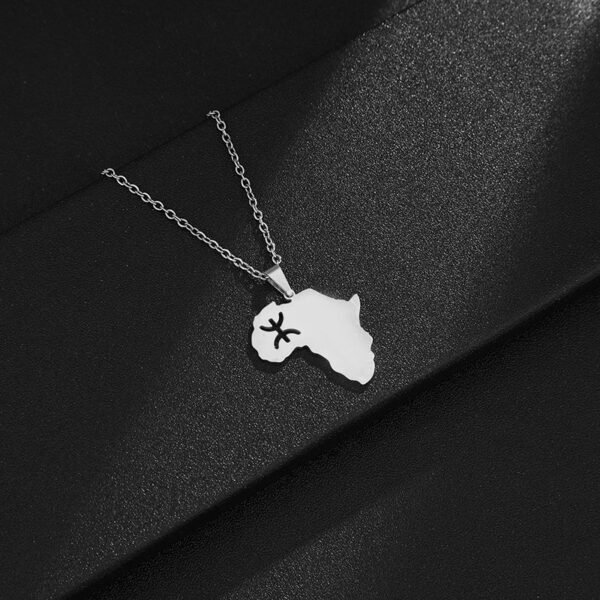 Popular Stainless Steel Gold Plated Custom Map Necklace African Berber Pendant for Women - صورة 4