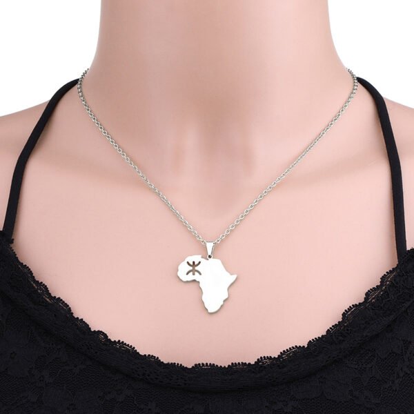 Popular Stainless Steel Gold Plated Custom Map Necklace African Berber Pendant for Women - صورة 6