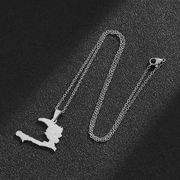 Custom Stainless Steel Couple Gift Gold Plated Haiti Map Necklace for Men Women - صورة 5