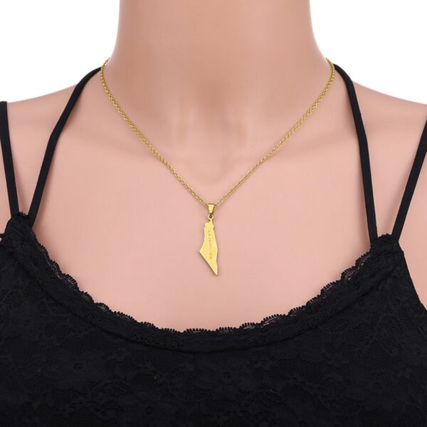 Popular 18k Gold Plated Custom Stainless Steel Personalized Palestine Necklace Isreal Map Pendant Necklace for Gift - Bild 2