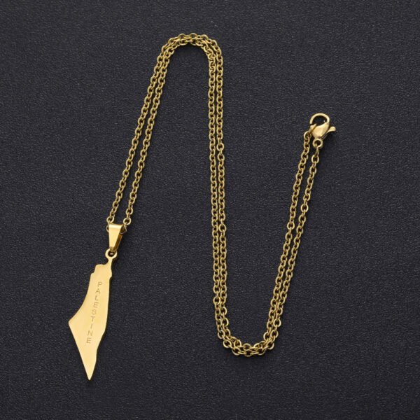 Popular 18k Gold Plated Custom Stainless Steel Personalized Palestine Necklace Isreal Map Pendant Necklace for Gift - Bild 3