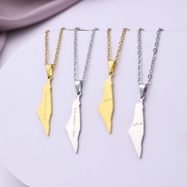 Popular 18k Gold Plated Custom Stainless Steel Personalized Palestine Necklace Isreal Map Pendant Necklace for Gift - Bild 6