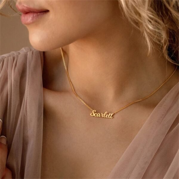 Customized Personalize Custom Name Necklace Stainless Steel 14K Gold Plated Women Fashion Necklace - Image 2