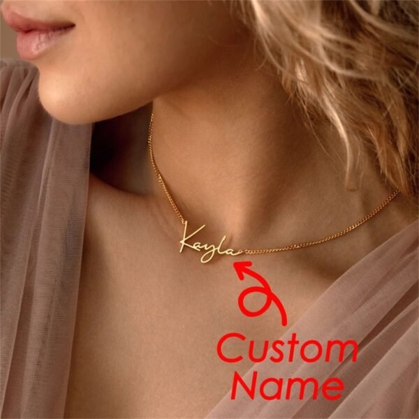 Customized Personalize Custom Name Necklace Stainless Steel 14K Gold Plated Women Fashion Necklace - Image 3