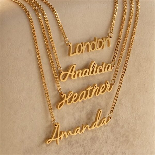 Customized Personalize Custom Name Necklace Stainless Steel 14K Gold Plated Women Fashion Necklace - Image 4