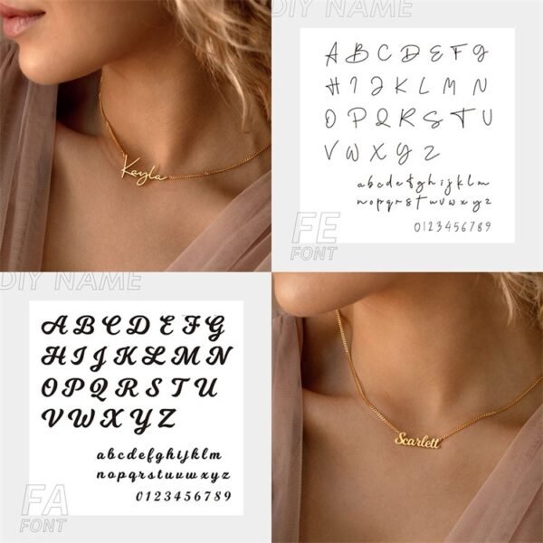 Customized Personalize Custom Name Necklace Stainless Steel 14K Gold Plated Women Fashion Necklace - Image 5