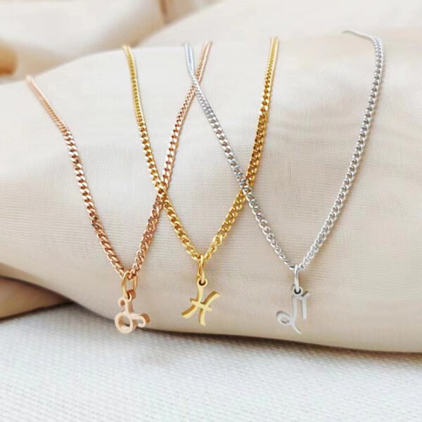 Classic Zodiac Necklace Fashion New Stainless Steel Women Pendant Necklace Jewelry for Gift - Image 2