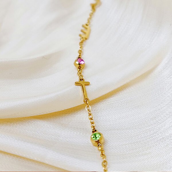 Minimalist Custom Name Letters Elegant Women Personalized 14K Gold Plated Birthstone Necklace - Image 6