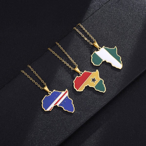 Factory Custom New Stainless Steel Map Necklace 18k Gold Plated African Map Necklace for Men Women
