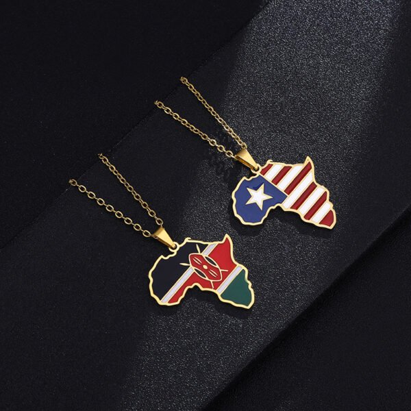 Factory Custom New Stainless Steel Map Necklace 18k Gold Plated African Map Necklace for Men Women - صورة 5