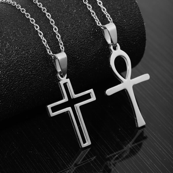Factory Hot Sale Gold Cross Necklace Men Women Stainless Steel Chain Necklace - صورة 2