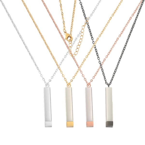 Hot Selling Bar Necklace Mens Silver Necklace Stainless Steel Engraved Logo Jewelry Necklace