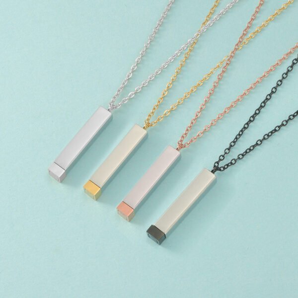 Hot Selling Bar Necklace Mens Silver Necklace Stainless Steel Engraved Logo Jewelry Necklace - صورة 2