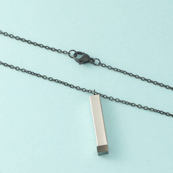 Hot Selling Bar Necklace Mens Silver Necklace Stainless Steel Engraved Logo Jewelry Necklace - صورة 3