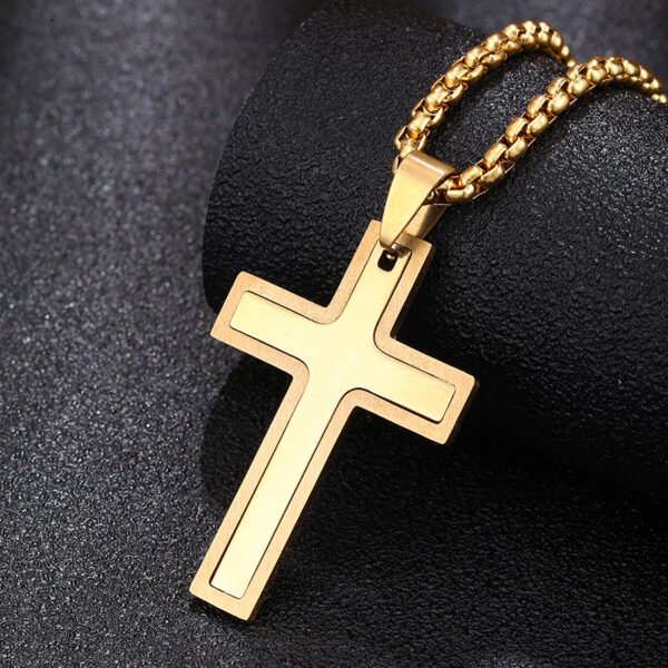 Men Women Hip Hop New Fashion Stainless Steel Cross Necklace Gold Plated Cross Pendant Necklace
