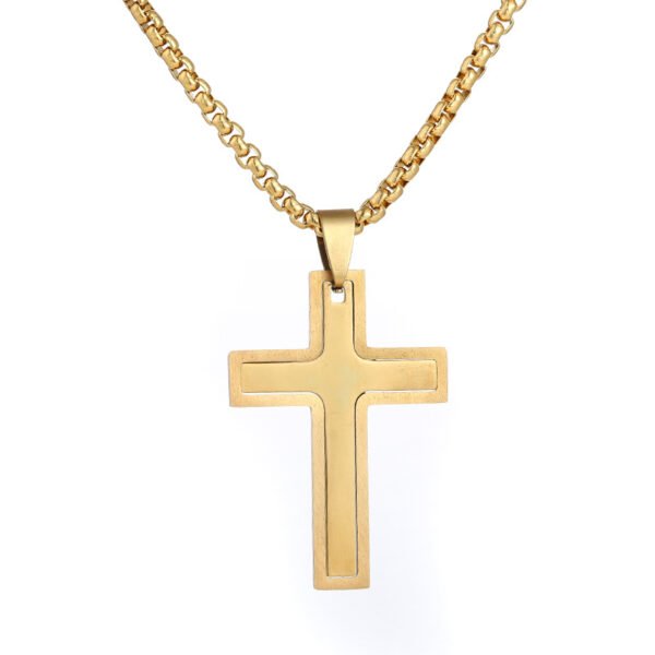 Men Women Hip Hop New Fashion Stainless Steel Cross Necklace Gold Plated Cross Pendant Necklace - Bild 3
