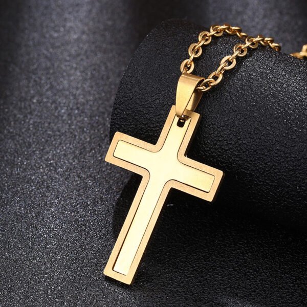 Men Women Hip Hop New Fashion Stainless Steel Cross Necklace Gold Plated Cross Pendant Necklace - Bild 5