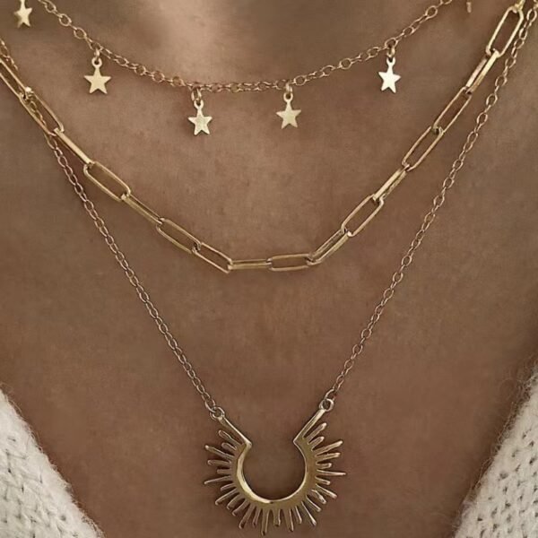 Hot Products Sun Necklace Women Pendant Stainless Steel Jewelry 18K Gold Plated Choker Necklace With Flower - Imagen 3