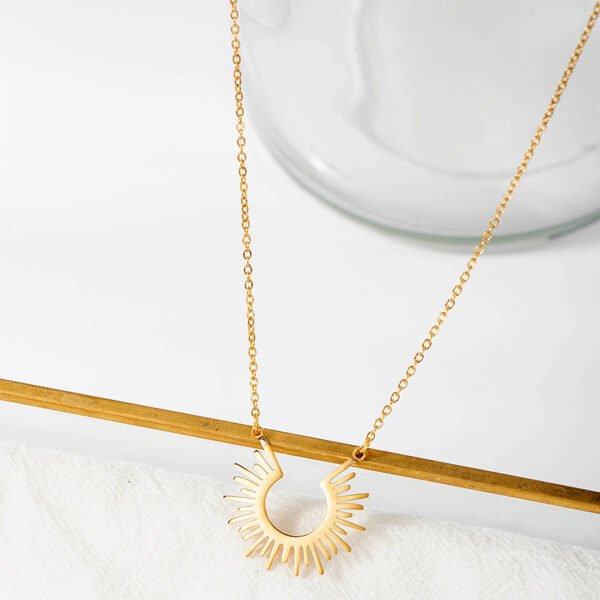 Hot Products Sun Necklace Women Pendant Stainless Steel Jewelry 18K Gold Plated Choker Necklace With Flower - Imagen 6