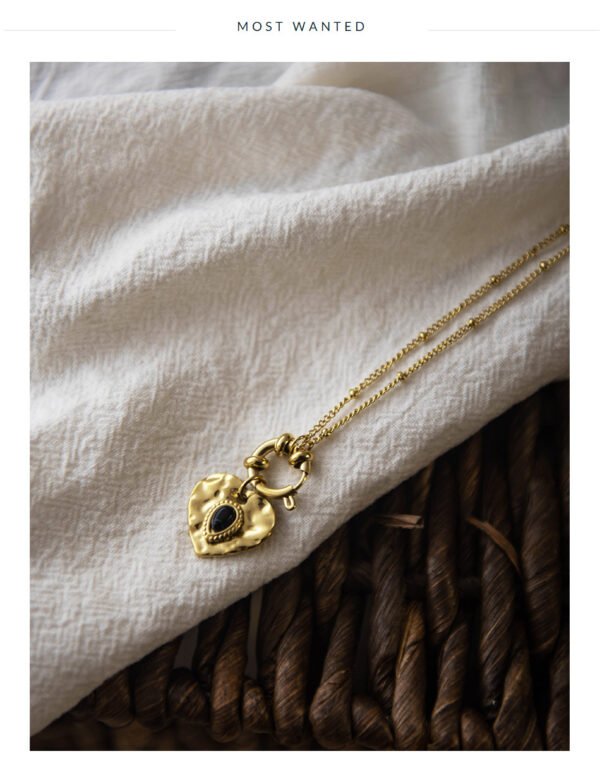 Wholesales Products Heart Necklace Women Stainless Steel Pendant 14K Gold Plated Choker Necklace - صورة 4