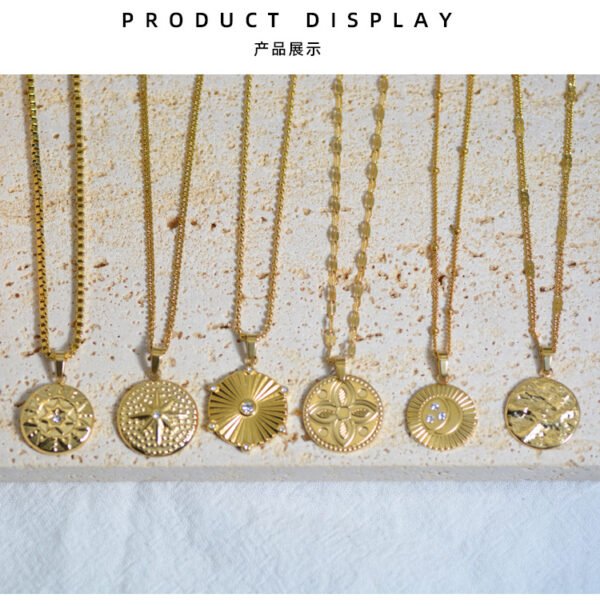 New Arrivals 14K Gold Plated Pendant Necklace Custom Elegant Women Sun Moon Necklace - صورة 5