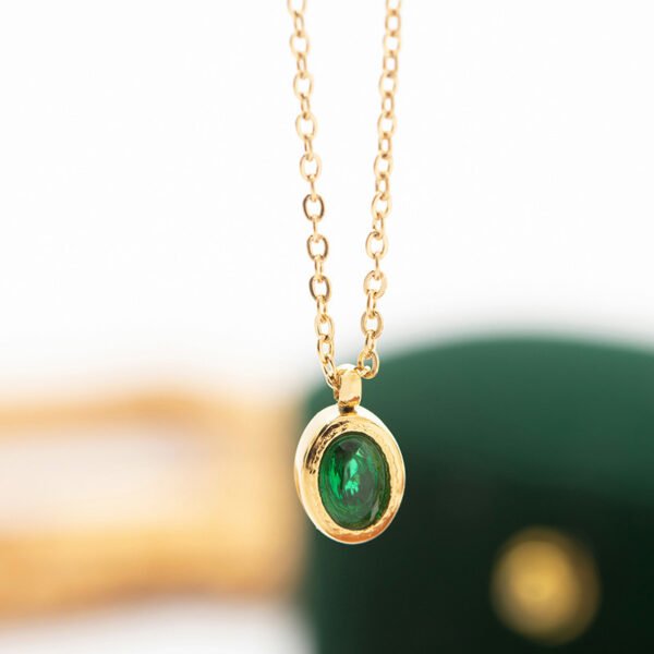 Most Popular Green Zircon Choker Necklaces Stainless Steel Women Dainty Heart Pendant Chain Necklace - Bild 5