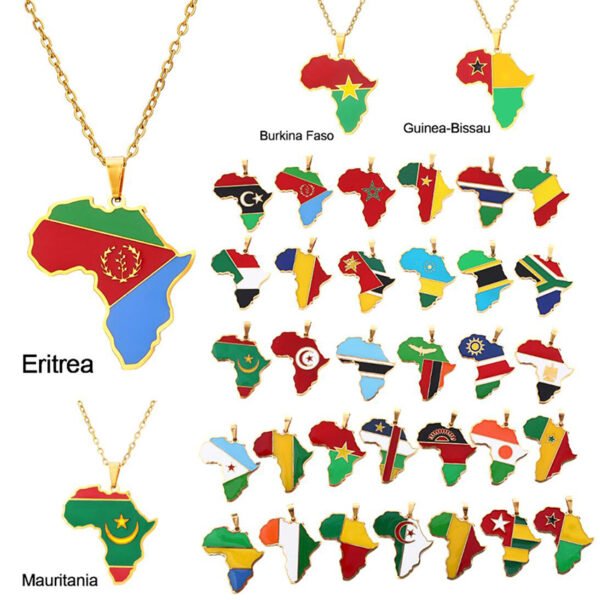 Oem Wholesale Necklace Design Africa Map Neckalce Style Pendant Stainless Steel Fashion Necklace