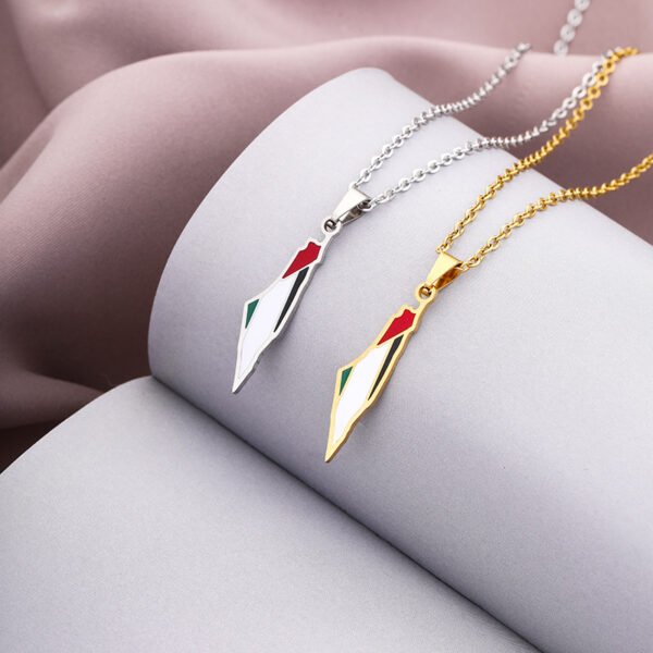 Low Moq Palestine Israel Map Necklace Fashion Chain Stainless Steel Jewelry Necklace