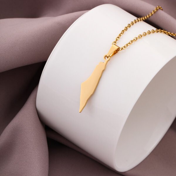 Low Moq Palestine Israel Map Necklace Fashion Chain Stainless Steel Jewelry Necklace - Image 2