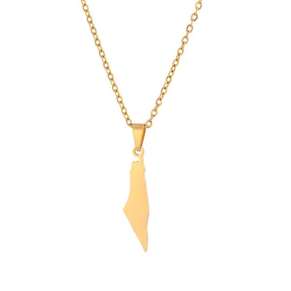 Low Moq Palestine Israel Map Necklace Fashion Chain Stainless Steel Jewelry Necklace - Image 3