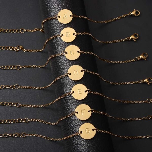 New Design Stainless Steel Initial Charm Bracelet for Women With 18K Gold Plated