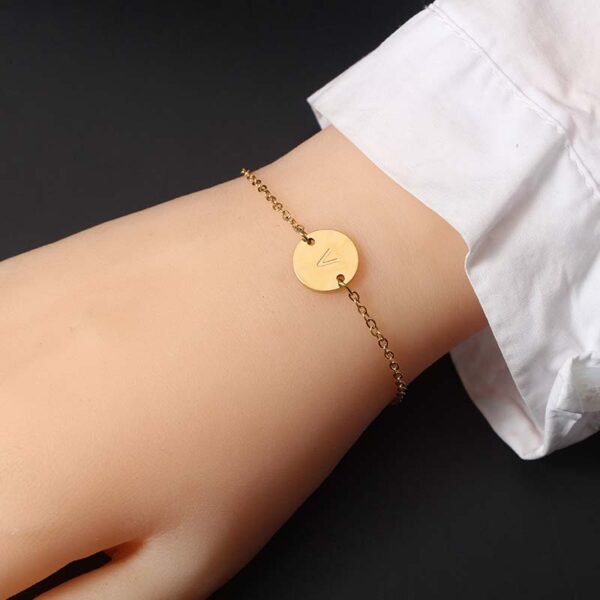 New Design Stainless Steel Initial Charm Bracelet for Women With 18K Gold Plated - Image 5