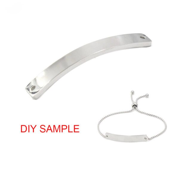1.5*6*39mm Stainless Steel Bracelet Jewelry Bending Long Strip Arc Connector Blank Charm for DIY Jewelry Making - Image 2