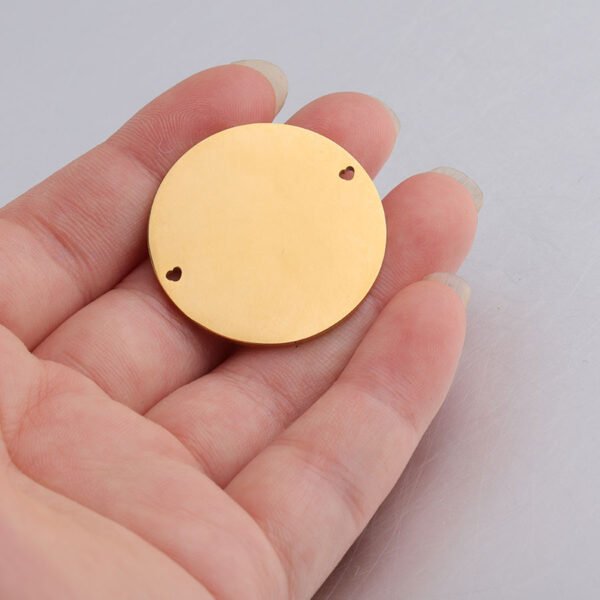 Stainless Steel Mirror Polished Customized Logo DIY Jewelry Findings Engraving Custom Name 30mm Round Charm - Image 3
