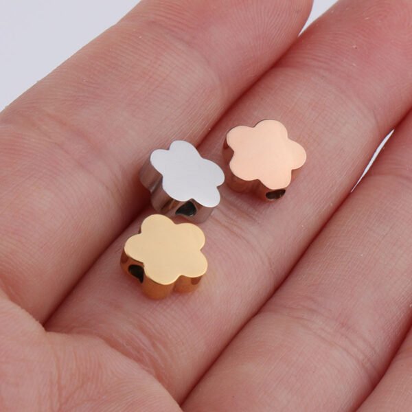7.8*8mm DIY Flower Jewelry Mirror Polished Stainless Steel Beads Flower Charm for Necklace Bracelet - Image 3
