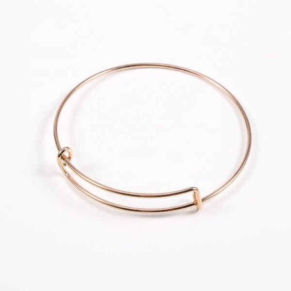 60mm Stainless Steel Polished Mirror Bracelet Adjustable Wire Coil Bangle - Image 2