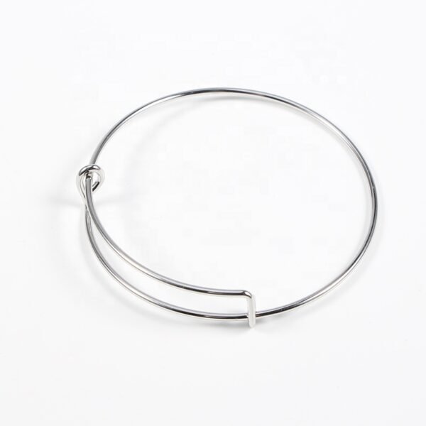 60mm Stainless Steel Polished Mirror Bracelet Adjustable Wire Coil Bangle - Image 3