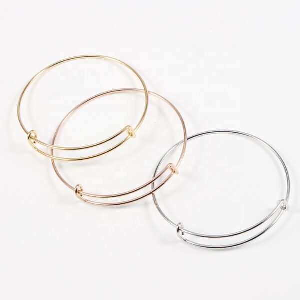 60mm Stainless Steel Polished Mirror Bracelet Adjustable Wire Coil Bangle - Image 6