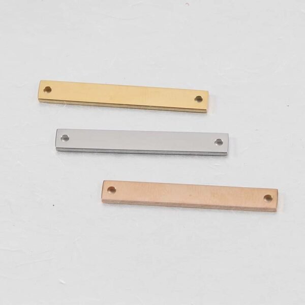 Engraved Logo Charm Stainless Steel 18k Gold Plated Mirror Polished Blank Stamp Engrave Logo Rectangle Charm Bracelet Bar